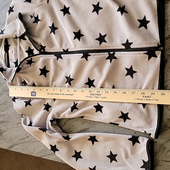 H&M Girl's Patterned Fleece Jacket light gray with navy blue stars size 10-12Y - Picture 8 of 9